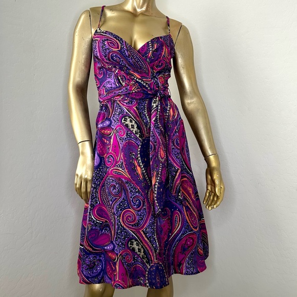 Trina Turk Dresses & Skirts - TRINA TURK DEVENDRA ‘ULTRA VIOLET’ 100% Silk fit & flare paisley print dress 0